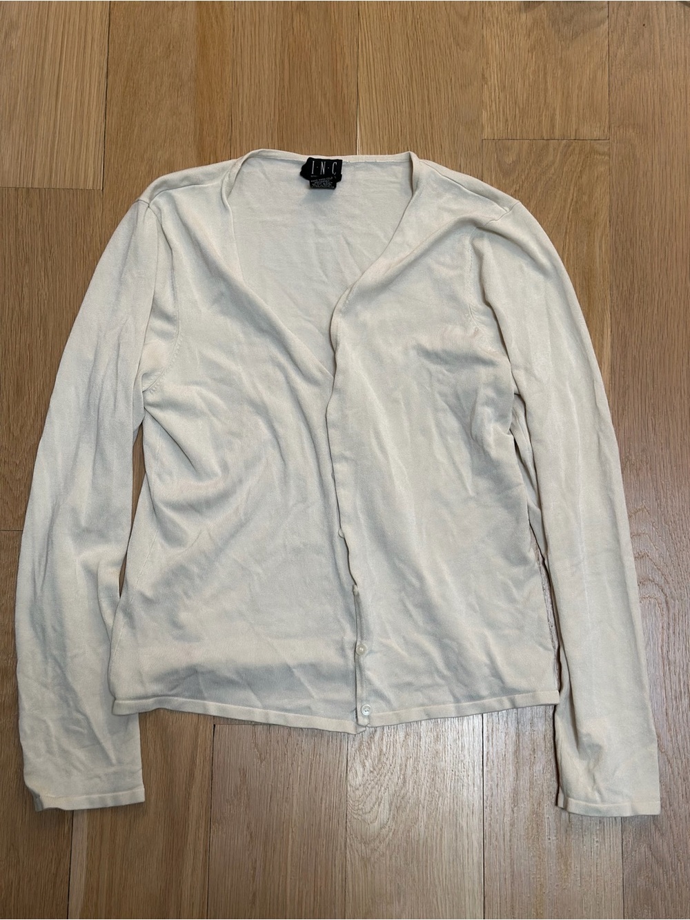 INC International Concepts Cream Button-Front Women's Cardigan Sweater Size L